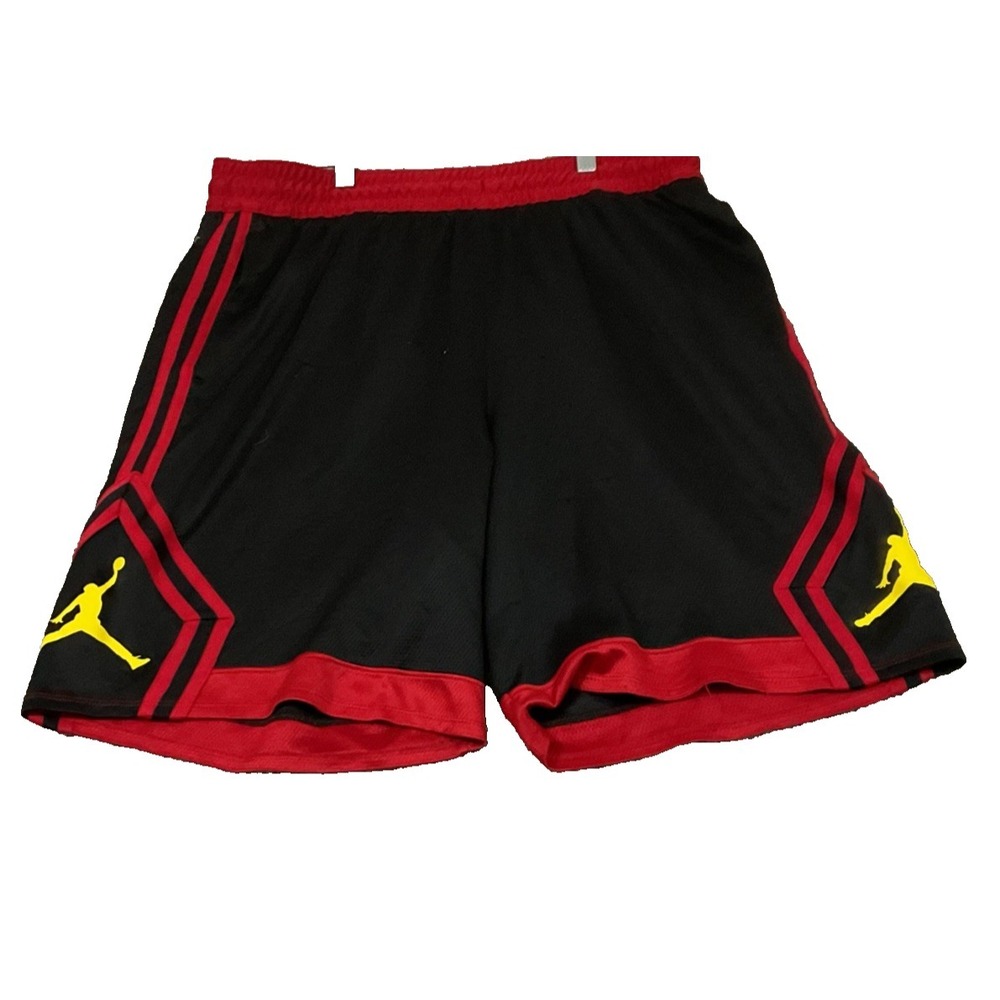 Nike Air Jordan Sport DriFit Jumpman Diamond Shorts Black Red Yellow Jump Man XL